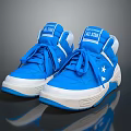 Blue High Top Casual Sneakers Featuring Star Pattern THE DESIGN Label And White Soles
