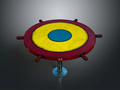 Automotive Steering Wheel Part With Red Yellow Blue Circular Design And Metal Base Spokes 3d model
