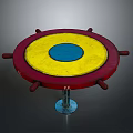 Automotive Steering Wheel Part With Red Yellow Blue Circular Design And Metal Base Spokes