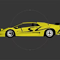 Yellow Sports Car With Sleek Aerodynamic Design Black Racing Stripes Rear Spoiler And Reflective Finish