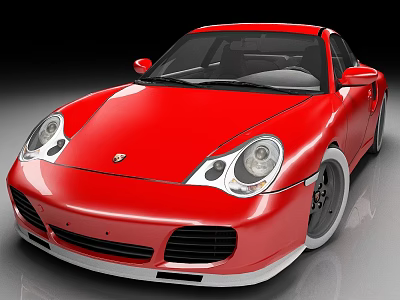 Red Sports Car With Sleek Design Front View Headlights And Alloy Wheels 3d model