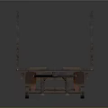 Rustic Industrial Metal Support Frame With Vertical Posts And Wheel Base Structure