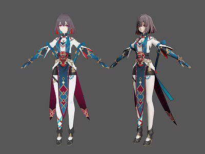 Modern Game Character Second-dimensional Sister Miha You Original Star Track Collapses Snow Clothes 3d model