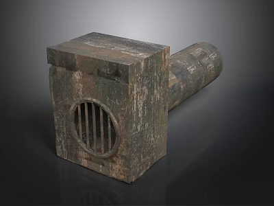 Vintage Industrial Equipment with Square Main Body Grilled Opening and Cylindrical Section 3d model