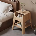 Minimalist Wooden Nightstand Design With Bedside Plant Vase And Books