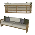 Modern double sofa multiplayer sofa 3d model