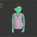 3D Cartoon Elderly Character Model Wearing Brown Cap And White Tank Top