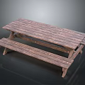 Rustic Wooden Picnic Table With Attached Benches For Outdoor Use 3d model