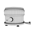 Brown Yellow Household Electrical Appliance with Mesh Heating Element Control Knob Red Button and Base