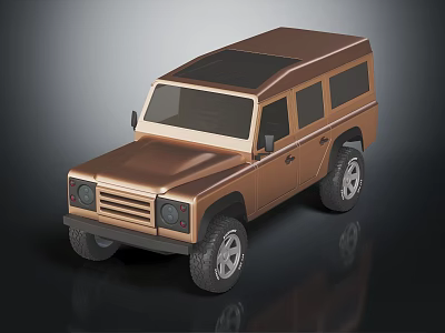 Brown Off Road Vehicle Exterior Design With Square Body Large Tires And Metallic Roof 3d model