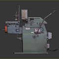 Green Desktop Computer Machine With Worktable And Mechanical Components