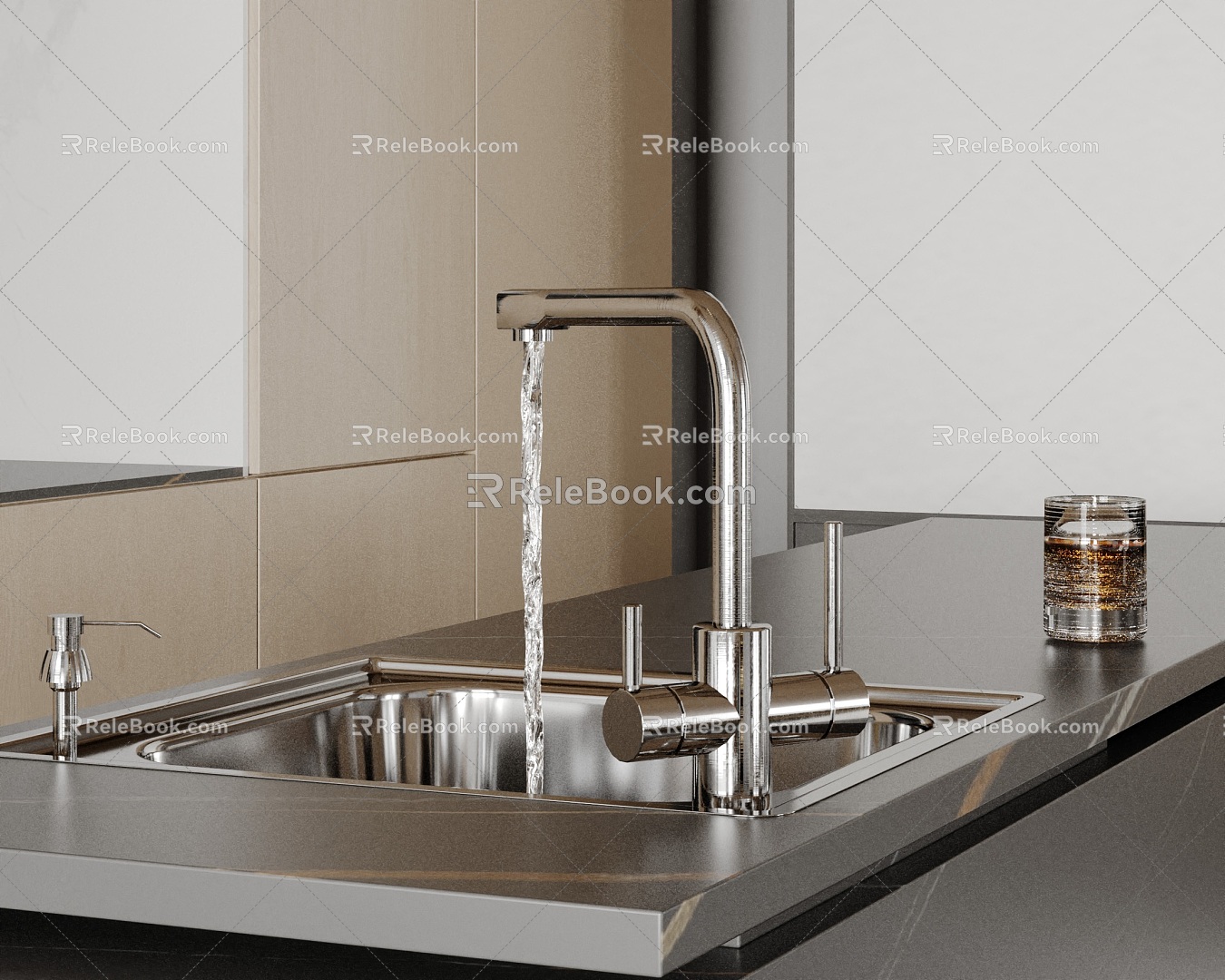 Modern stainless steel sink dish basin 3d model