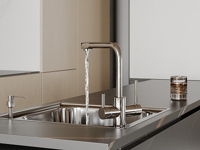 Modern stainless steel sink dish basin 3d model