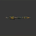 Futuristic Yellow And Green Weapon With Intricate Mechanical Design And Ornamental Details