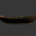Vintage Yellow Wooden Boat With Multiple Seats On Gray Background