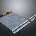Gray Square Platform With Orange And Black Blocks And Gray Step Like Objects 3d model