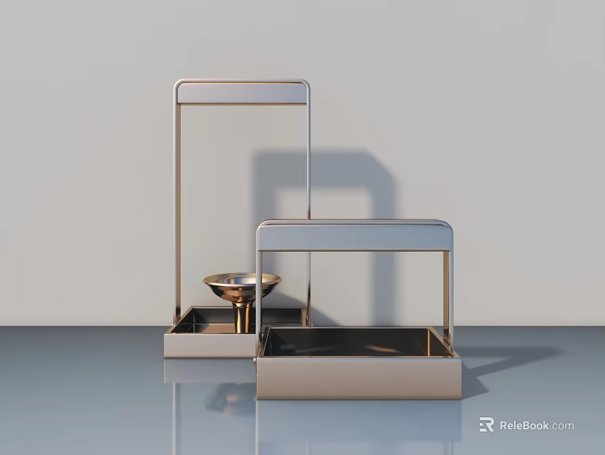 Modern Metallic Hinged Door Design With Minimalist Style And Light Background 3d model