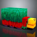 Pixelated Animal Character With Green Top Red Body And Yellow Head In Cartoon Style