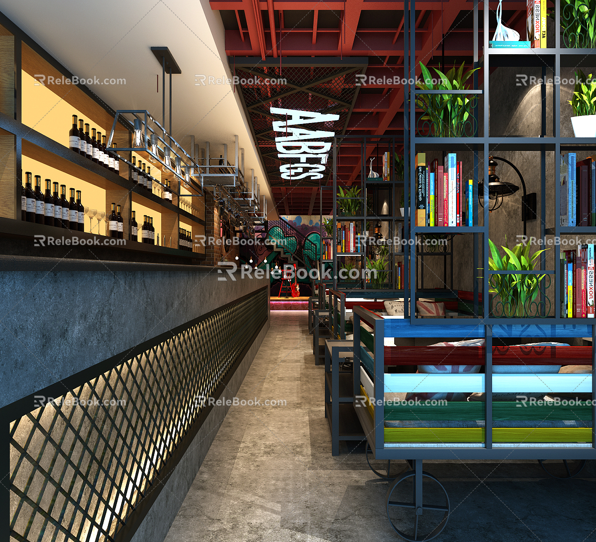 Industrial LOFT Hot Pot Shop 3d model