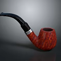 Elegant Red Wood Grain Pipe With Black Mouthpiece And Silver Band