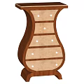 Classic Wooden Decorative Cabinet With Curved Design And Multiple Drawers