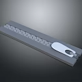 Gray Zipper With Serrated Teeth And White Slider On Gray Background