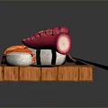 Fresh Assorted Sushi Pieces on Wooden Tray with Black Chopsticks and Colorful Toppings
