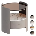 Light Luxury Modern Round Dresser With Marble Top And Soft Upholstered Storage Drawer