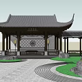 Traditional Chinese Garden Landscape Design With Pagoda Pavilion Stone Rockery And Winding Pathway
