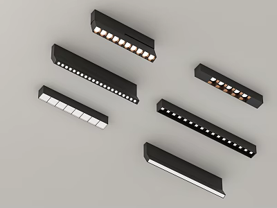 Modern Black LED Strip Lighting Fixtures Set With Various Designs And Lengths 3d model