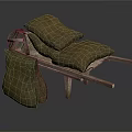 Traditional Wooden Hand Cart With Brown Burlap Sacks For Household Use