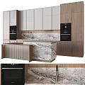 Modern Kitchen Interior With Wooden Cabinets Marble Island And Appliances