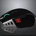 Sleek Black Gaming Mouse With Blue LED Light And Red Function Button Design 3d model