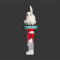 Lego Style Rabbit With Pink Ears Red Nose Red White Outfit Heart Pattern Blue Collar