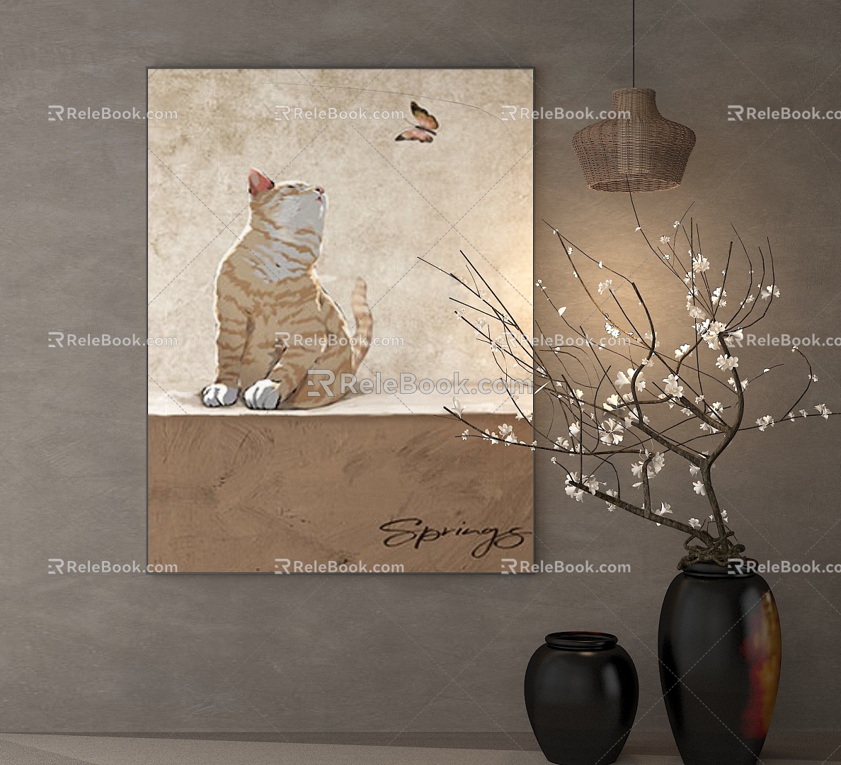 Quiet Animal Painting Decorative Painting 3d model