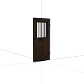 Rustic Wooden Swing Door With Metal Bars And Classic Door Handle