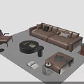 Modern Brown Sofa and Coffee Table Set With Accent Chair Floor Lamp and Decorative Pillows