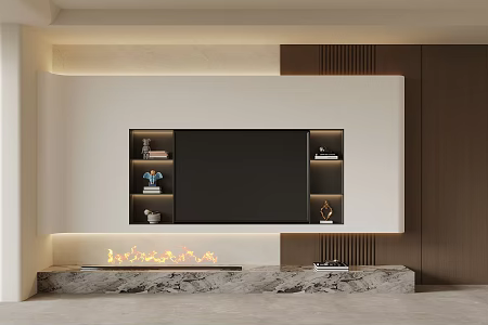 Modern minimalist TV background wall 3d model