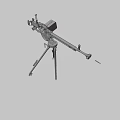 Vintage Military Machine Gun With Green Mount And Metal Barrel Structure Design