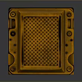 Yellow Metal Storage Box With Grid Design And Reinforced Corners For Home Organization