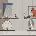 Elegant Modern Console Table Design With Table Lamp Artwork Vase And Decorative Sculpture 3d model