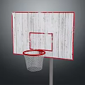 Wooden Basketball Backboard With Red Border Red Hoop White Net And Metal Stand Sports Equipment