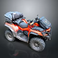 Orange ATV Four Wheel Drive Vehicle With Luggage Rack Storage Box And Off Road Tires