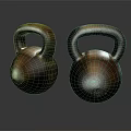 Two Shiny Metal Kettlebells Fitness Equipment for Strength Training and Workout