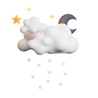 Modern Cloud Moon Stars Snowflake Weather 3d model