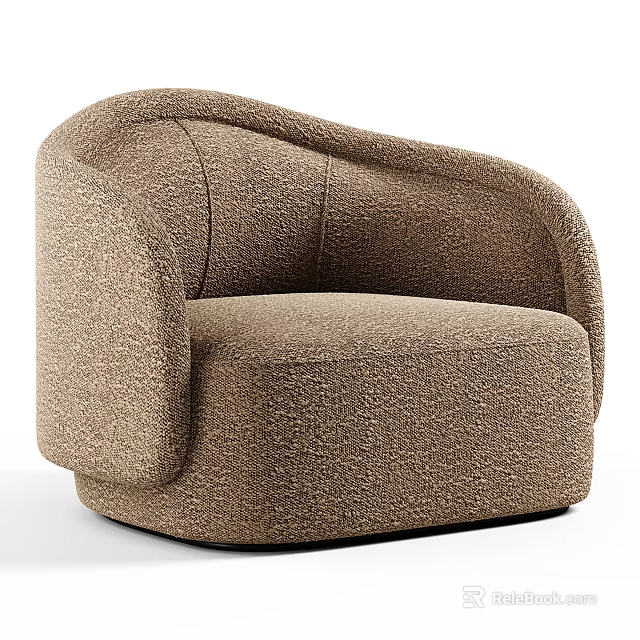 Brown Single Sofa With Textured Fabric Rounded Armrests And Modern Cozy Design 3d model 