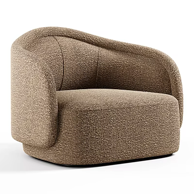 Brown Single Sofa With Textured Fabric Rounded Armrests And Modern Cozy Design 3d model
