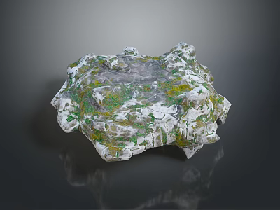 Wooden Stone Decorative Piece With Natural Texture And Green White Irregular Design 3d model