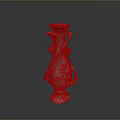 Intricate Sculptural Carving Silver Vase With Detailed Floral Engravings Ornate Handles And Decorative Base