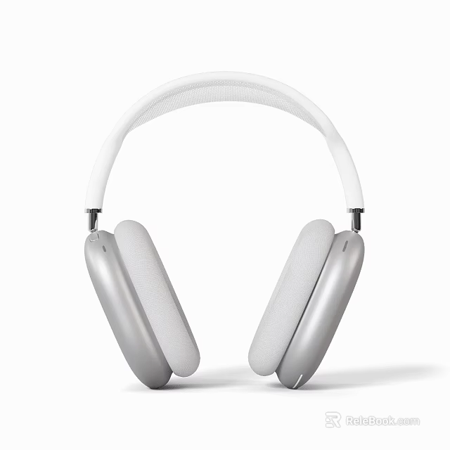 White Over Ear Headphones Audio With Silver Ear Cups And White Headband Comfortable Listening Experience 3d model 